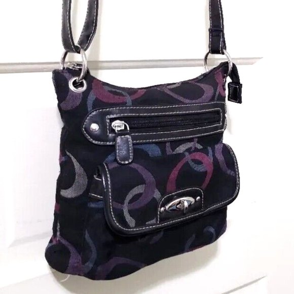 Target Small Black Purple Fuchsia Blue Tan Crossbody Shoulder Bag Purse Top Zip - Picture 7 of 13